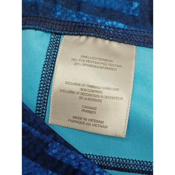 MPG Womens Blue Black Striped Athletic Yoga capri leggings Zip Size L - Picture 8 of 9